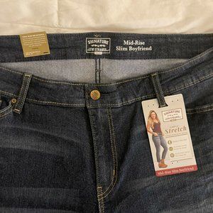 LEVI STRAUSS "SIGNATURE" PLUS WOMENS MID-RISE SLIM STRETCH BOYFRIEND NWT